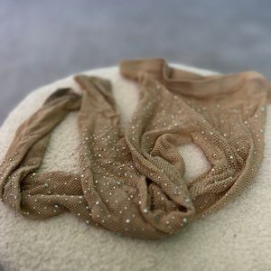 Tan Rhinestone Fishnets