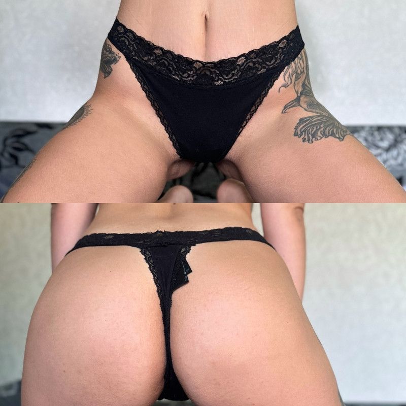 Erotic Black Cotton Lace G String