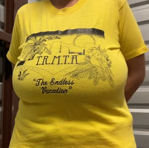 Vintage Paper Think Yellow Vacation Tee Single Stitched