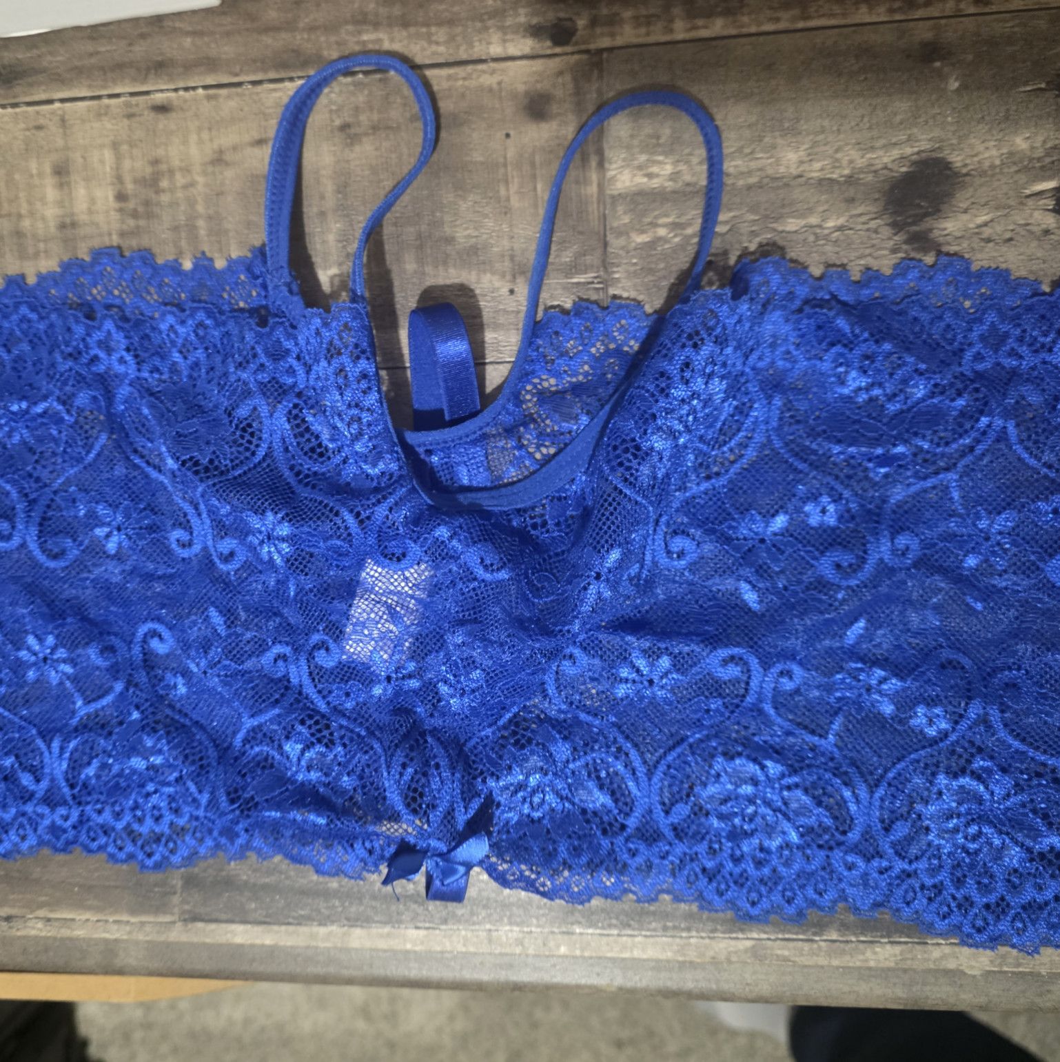 Blue crotchless panties