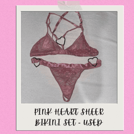 Pink Hearts Sheer Bikini Set
