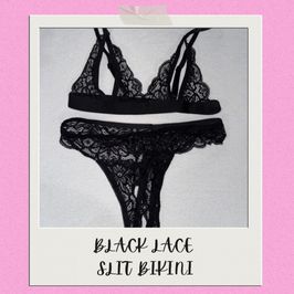 Black Slit Bra n Thong