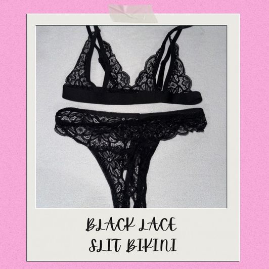Black Slit Bra n Thong