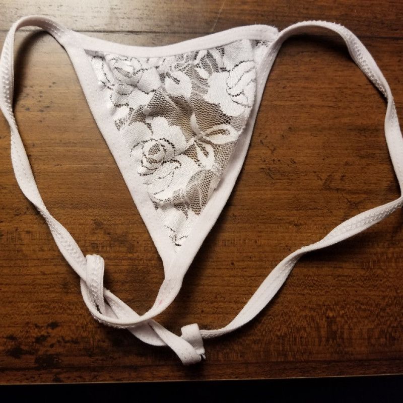 Lacy White Thong