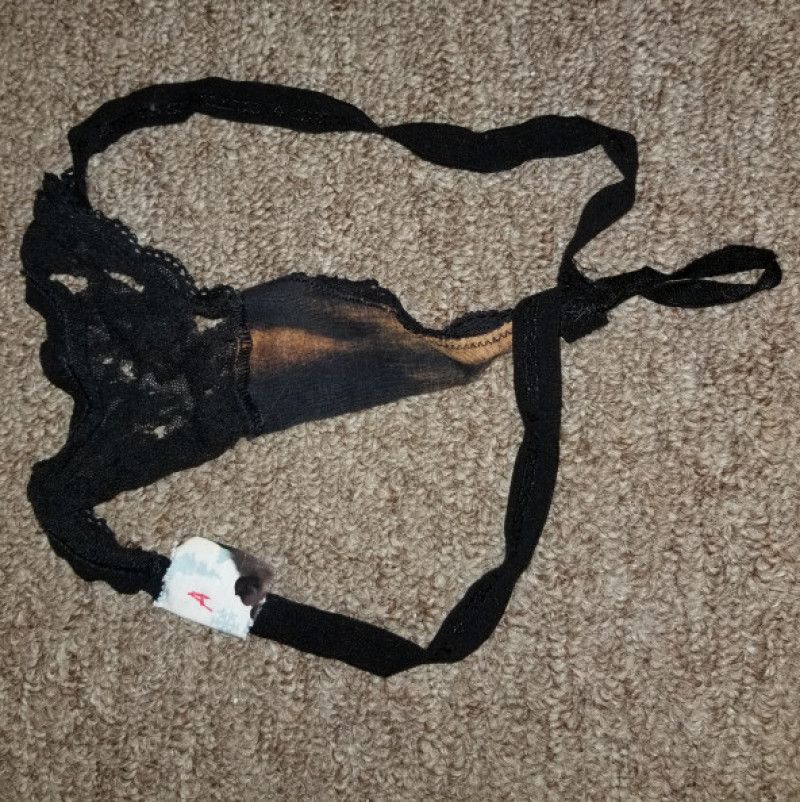 Stained Black Lace Thong