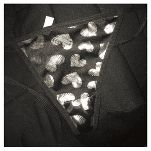 Black and Silver Heart Gstring