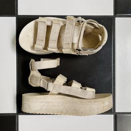 Platform Sandals Used White Dirty Shoes