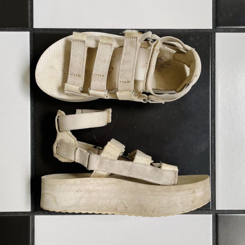 Platform Sandals Used White Dirty Shoes