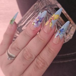Blue Butterfly Nails