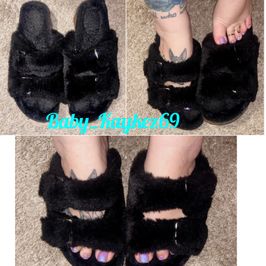 Used smelly fluffy slippers