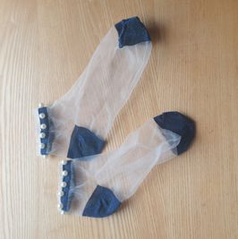 Sheer ankle socks with pearl detail