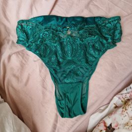 Green lace embroidered panties