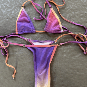 Shiny Multicolor Thong Bikini