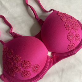 Pink Shiny Bra for SALE! Much too tight for my BIG TITS!