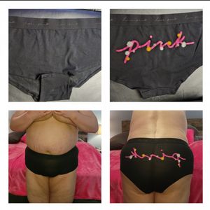 Victorias Secret Black Boyshort w pink Written on Backside