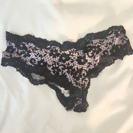 Silky Lavender Black Lace Booty Panty