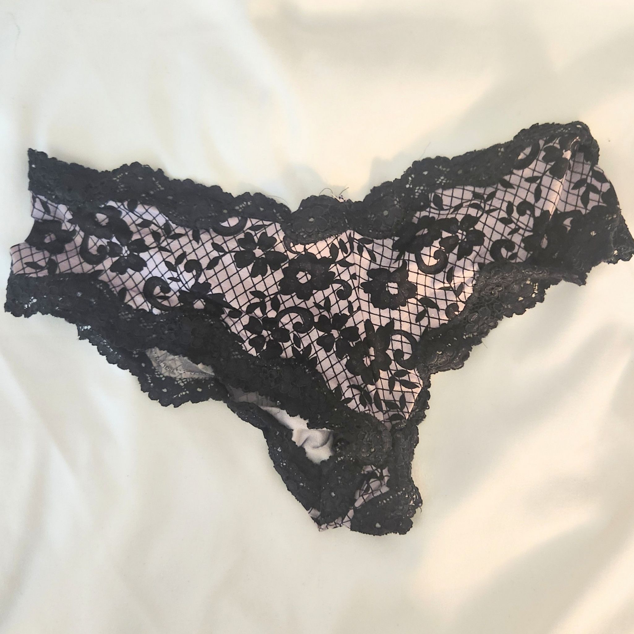 Silky Lavender Black Lace Booty Panty