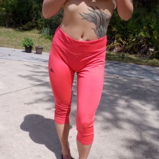 Coral Adidas ankle yoga pants
