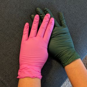 Pink or Green Nitrile Gloves