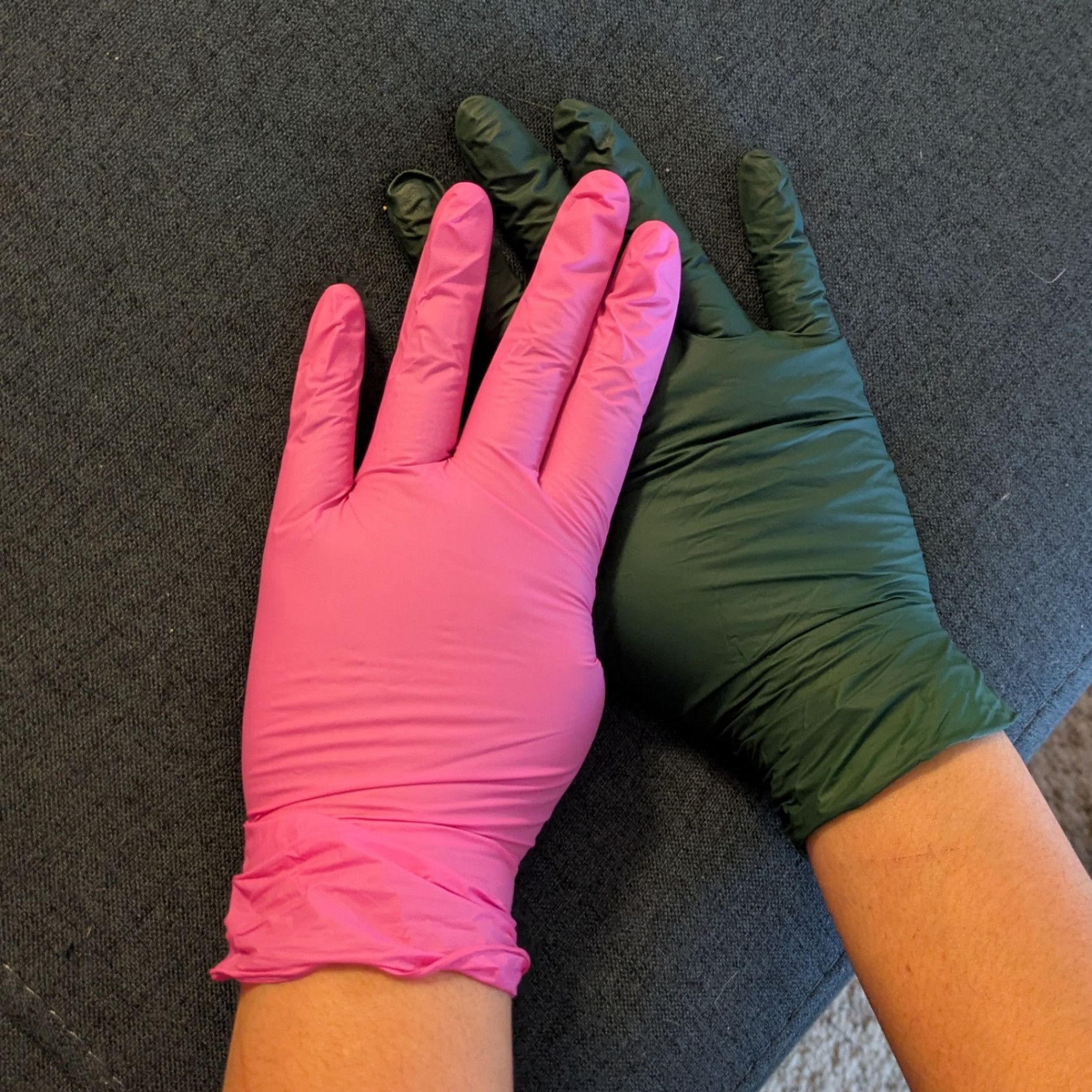 Pink or Green Nitrile Gloves