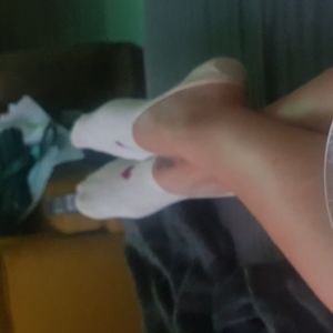 No show cotton socks  cream with pink heart
