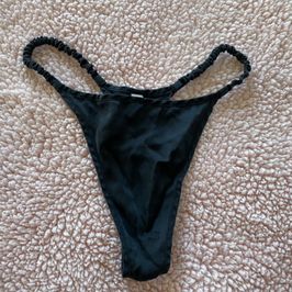 Dirty worn panty Black silk thong