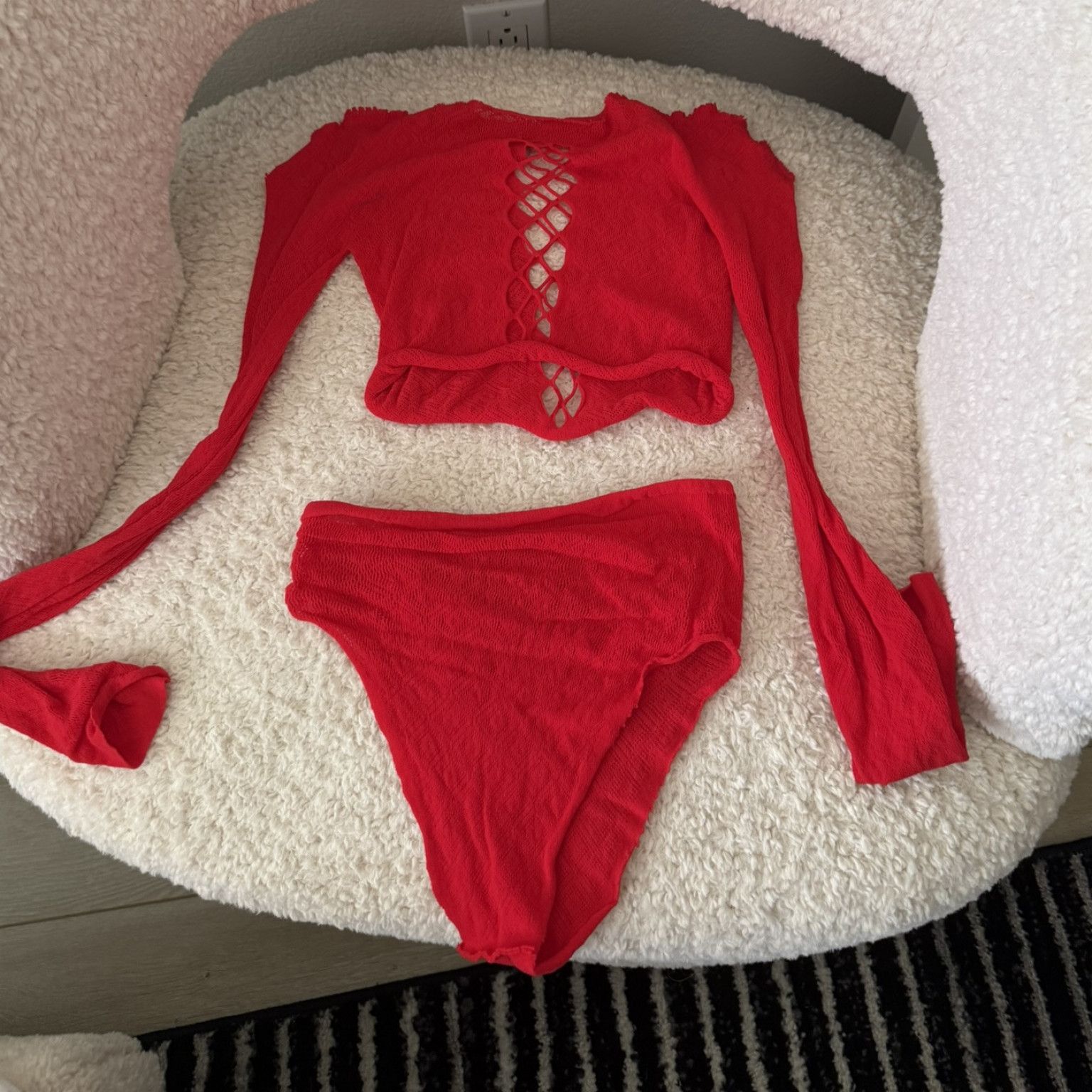 Red long sleeve 2 piece set
