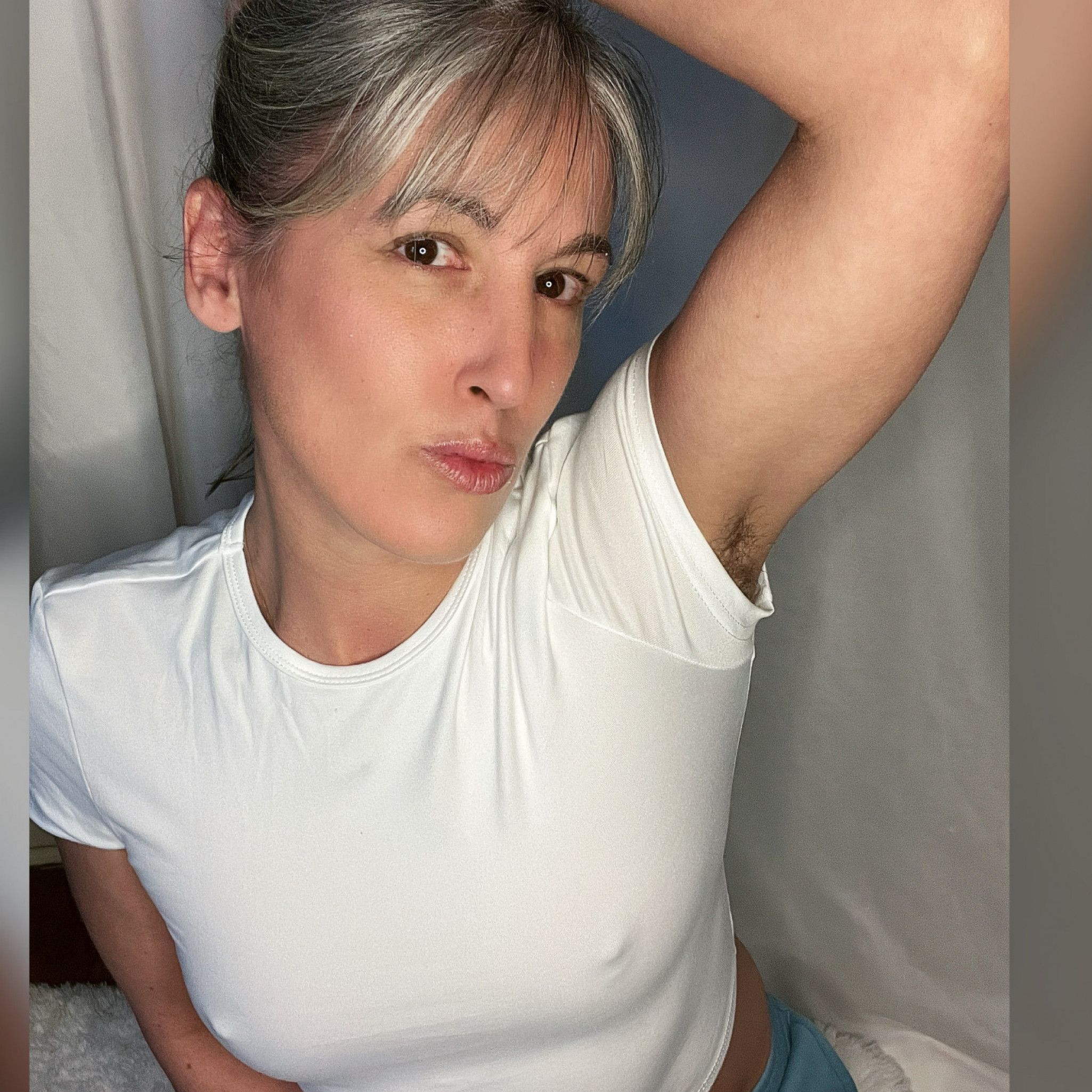 Sweaty Stinky No Deodorant Hairy Armpits White T Shirt