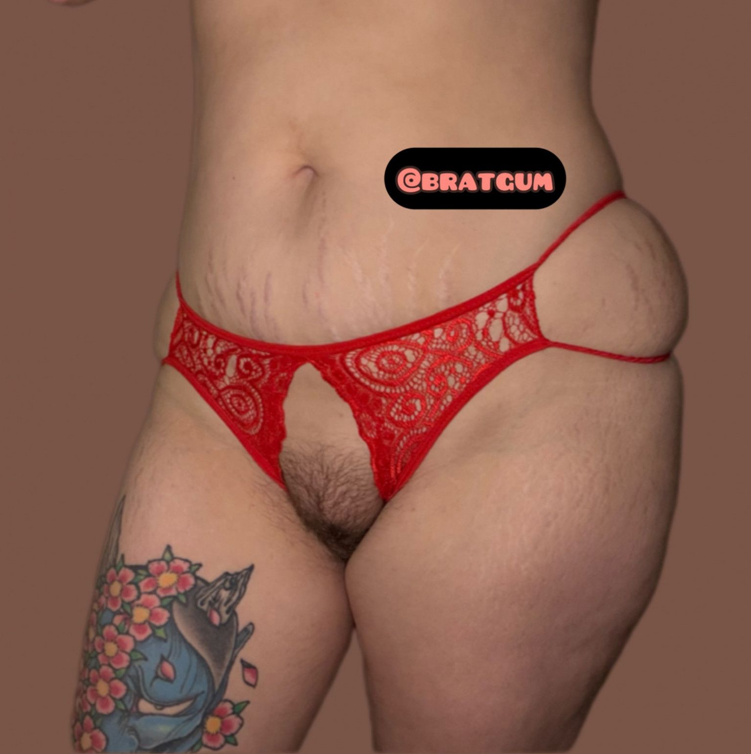 Red lace Crochless Panties