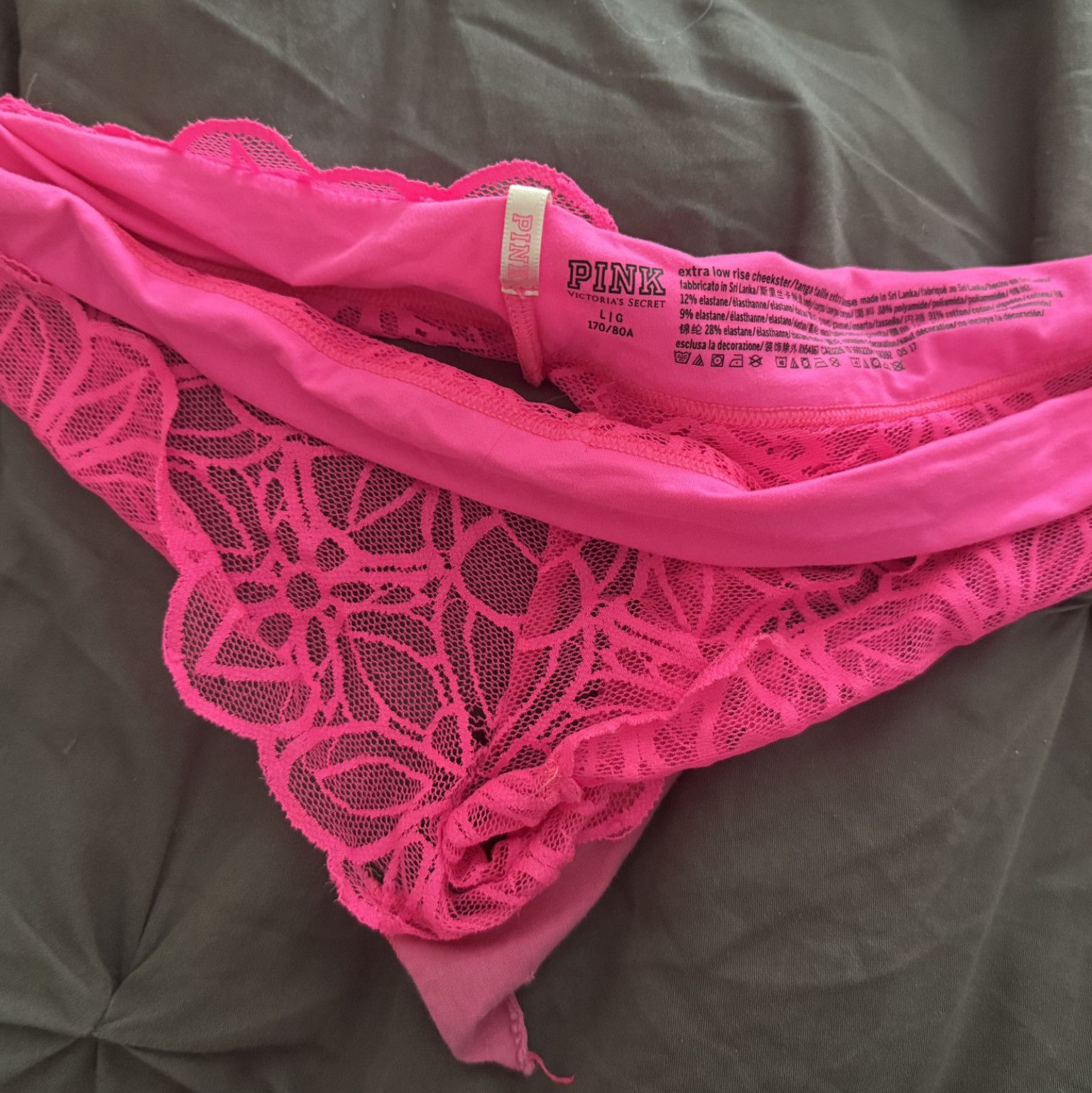 Pink cheeky lace used panties