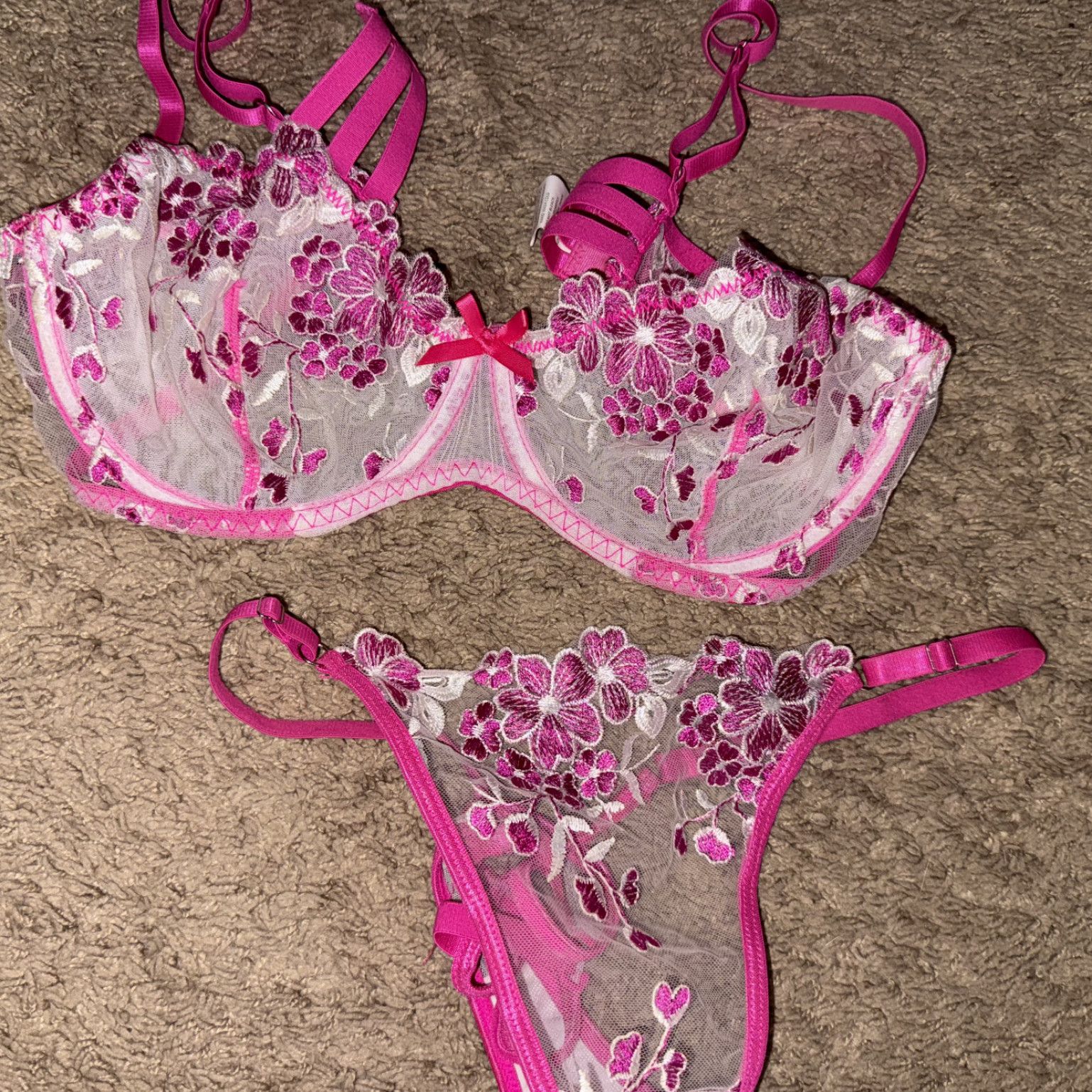 Used sheer pink lingerie set