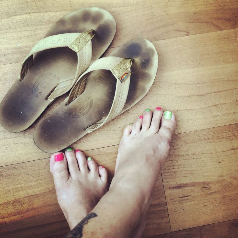 Dirty Used Smelly Rainbow Flip Flops