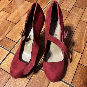 Penny Loves Kenny Red Suede Heels