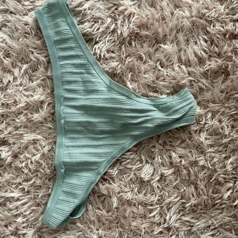 Sage Green Ribbed Cotton Thong