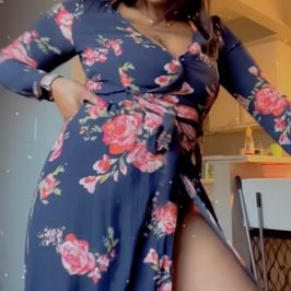 Long Floral Print Wrap Dress