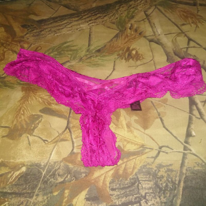 Pink lacey thong