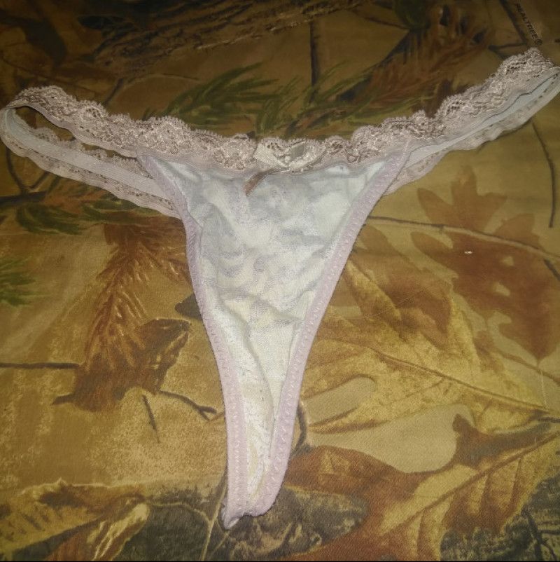 Sheer lacey blue thong