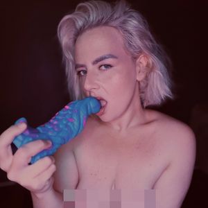 Sucking and drooling on Alien Dick Topless Photoset