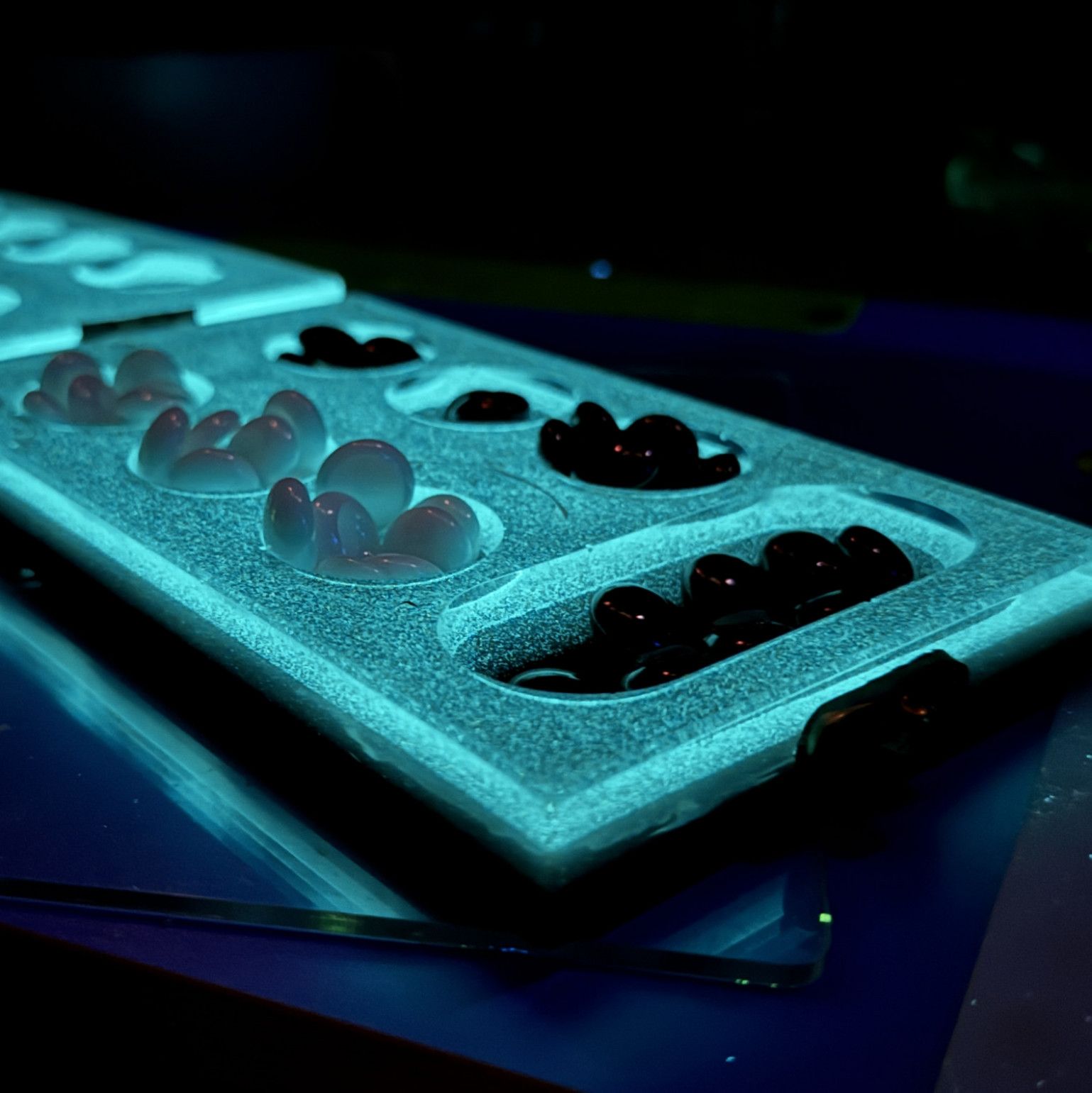 Handmade UV reactive Mancala Board