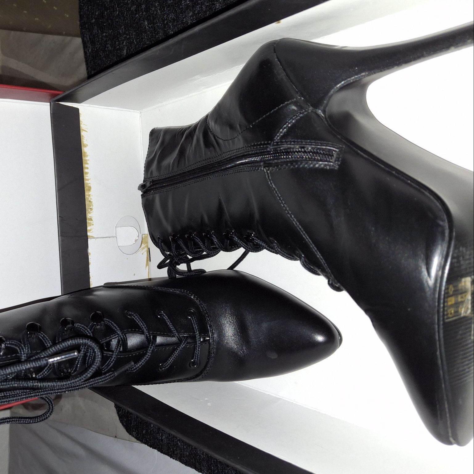Pleaser Black Leather SEDUCE1020 Ankle Boot