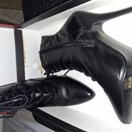Pleaser Black Leather SEDUCE1020 Ankle Boot