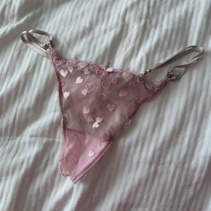 Soft pink mesh panties with cute little hearts