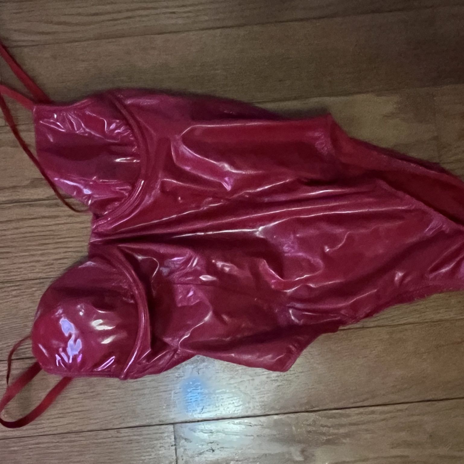 Red pleather jumpsuit