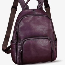 Birthday Gift Purple Leather Backpack