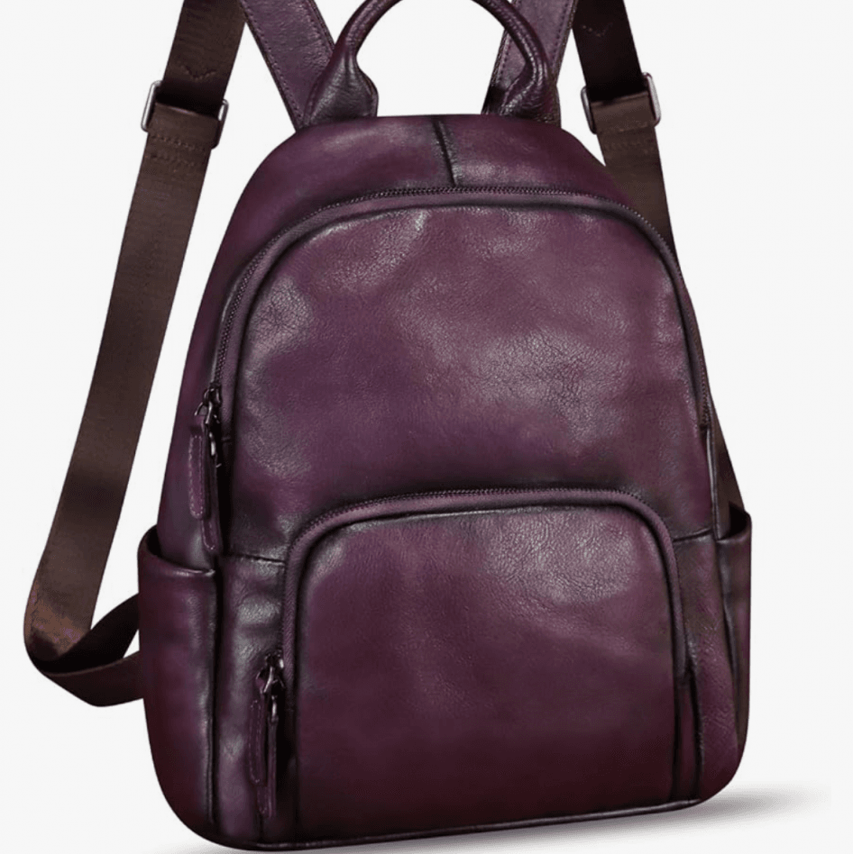 Birthday Gift Purple Leather Backpack
