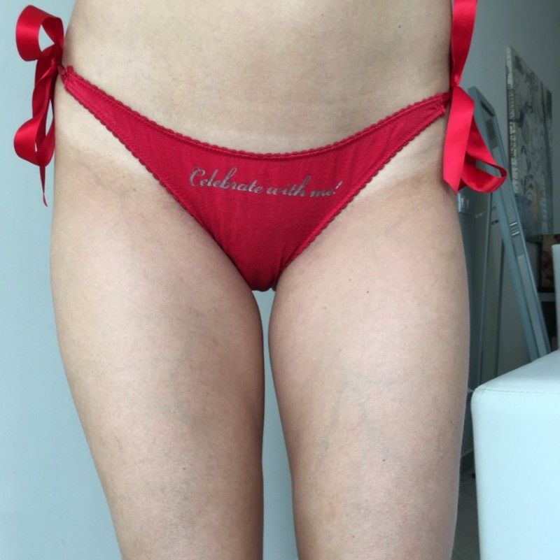 Worn Christmas Panties with Cute Bows