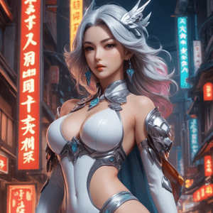 SFW Beautiful cyberpunk women with power suit armor