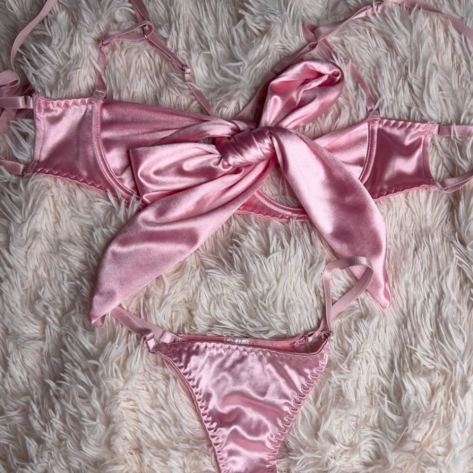 Pink silk lingerie