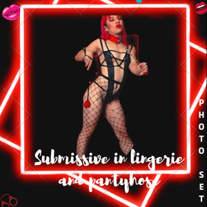 Submissive in lingerie and pantyhose