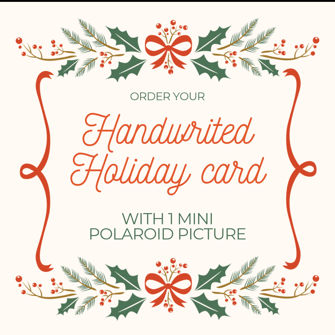 Handwrited Holiday Card with a mini polaroid picture